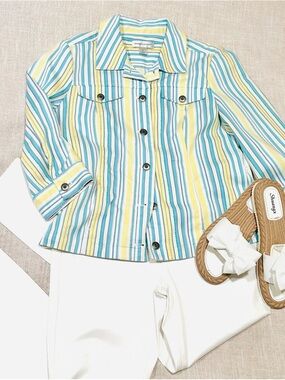 Christopher & Banks Striped Jacket & Refuge White Pant Bundle